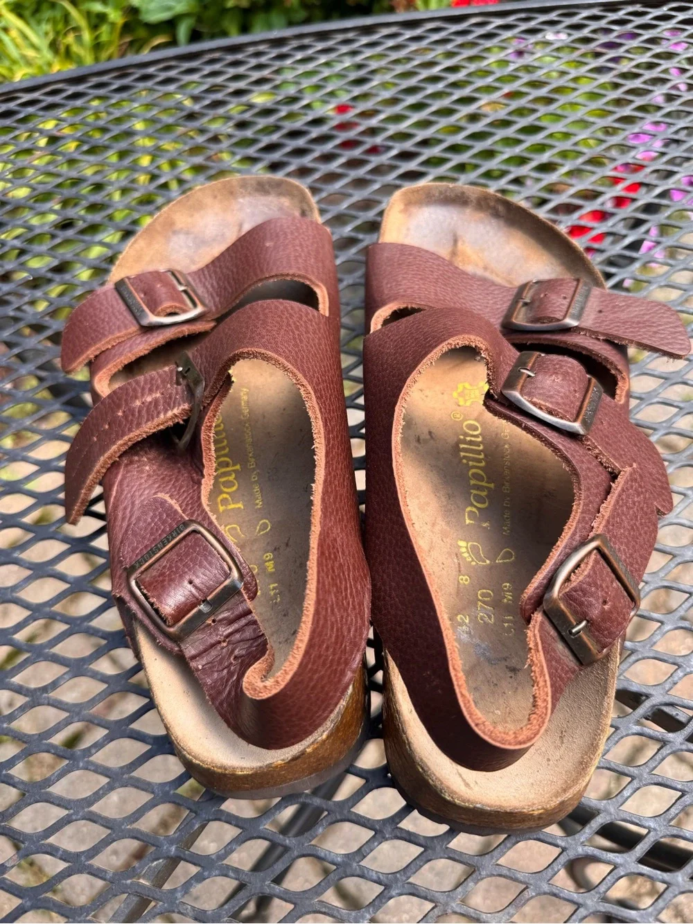Birkenstock Papillio Brown Double-Buckle Leather Sandals EU 42 US Mens 9